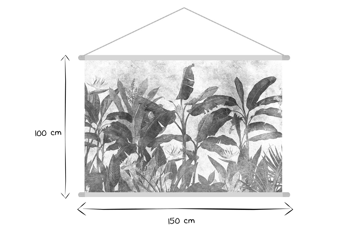 Kakemono Pflanzenwelt schwarz-wei L150 x B100 cm MACA