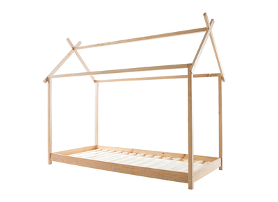 Kinder-Hüttenbett mit Lattenrost Holz 90x190 cm KBANE - Kinder-Hüttenbett mit Lattenrost Holz 90x190 cm KBANE