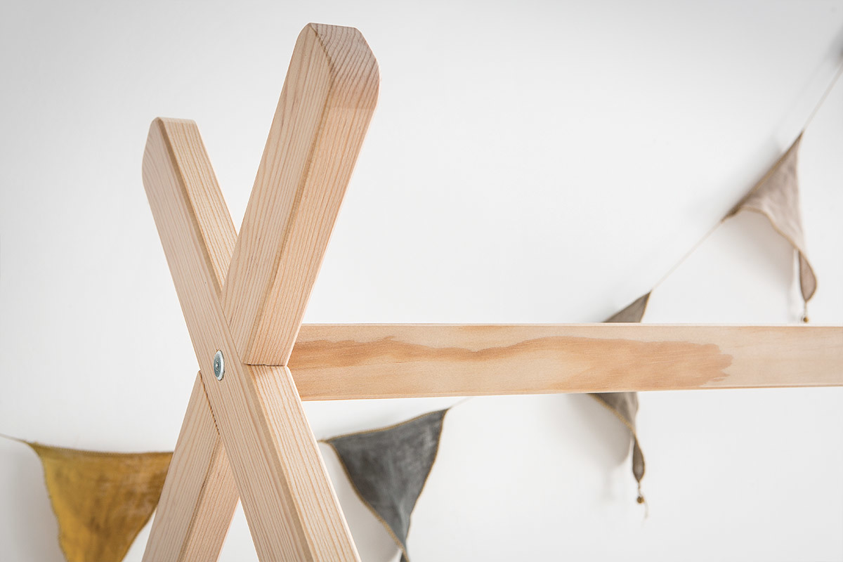 Kinder-H�ttenbett mit Lattenrost Holz 90x200 cm KBANE