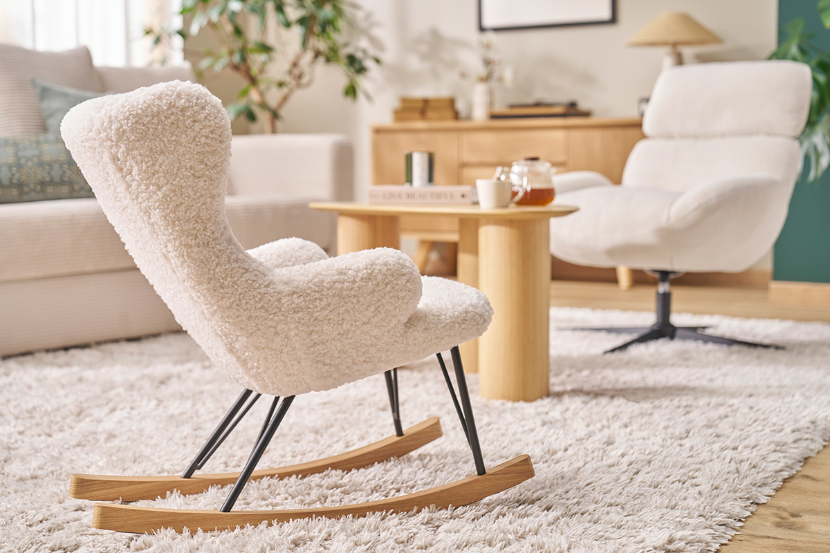 Kinder-Schaukelstuhl Lammfell-Optik SHAUN