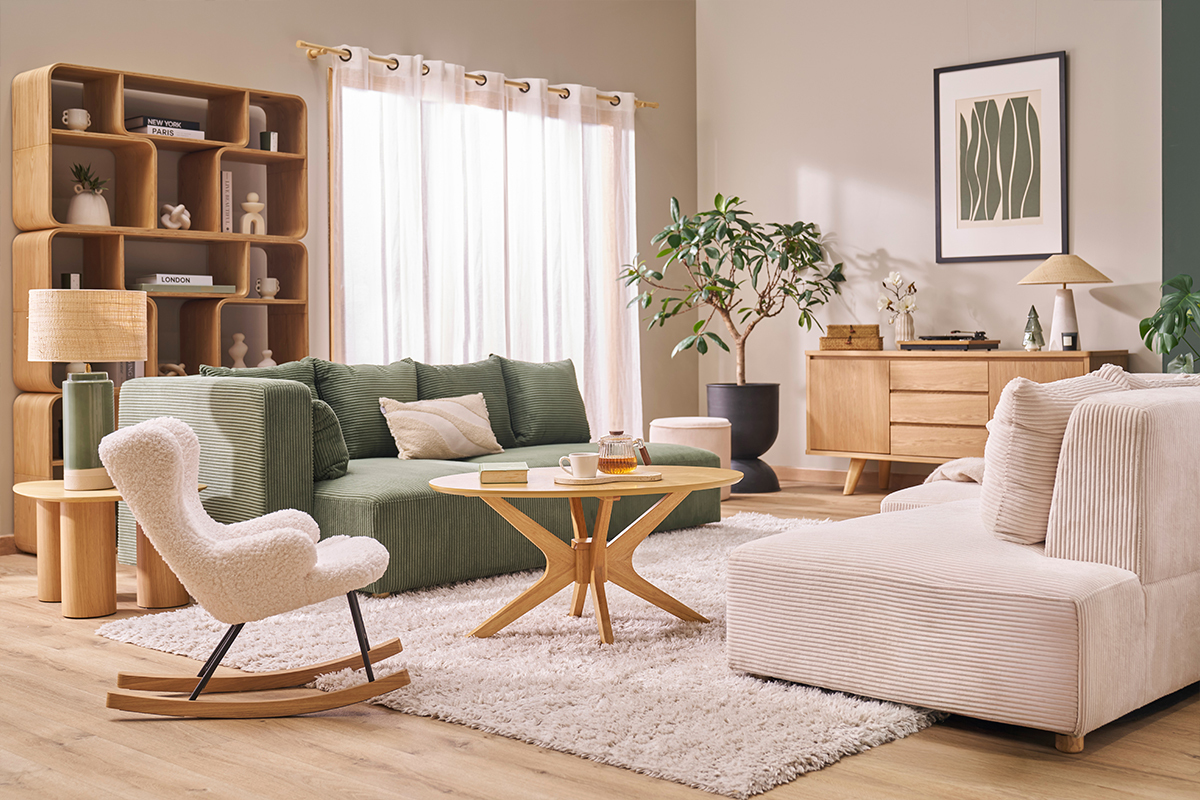 Kinder-Schaukelstuhl Lammfell-Optik SHAUN