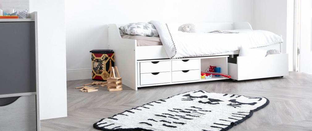 Kinderbett mit Schubladen 90x190 CLEO Weiß
