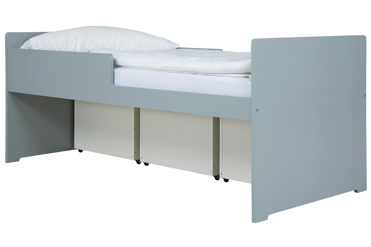 Kinderbett mit Schubladen 90x190 cm Rosa, Wei und Grau JULES