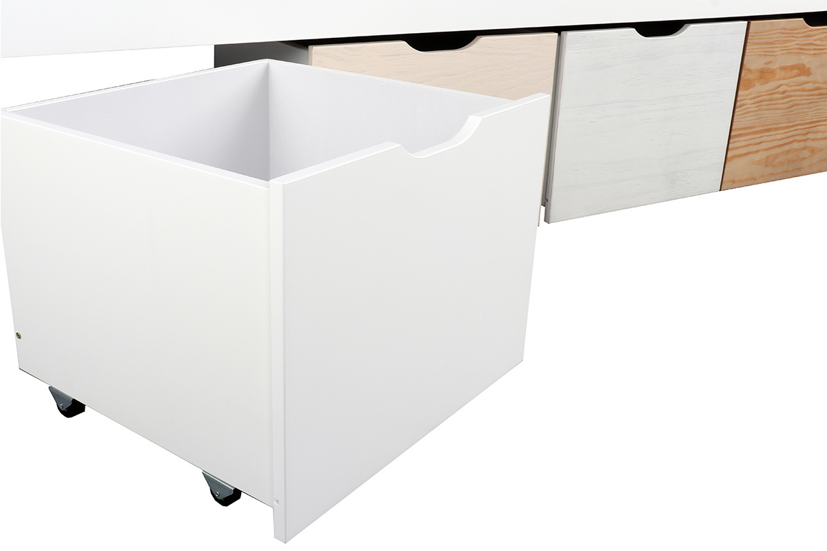 Kinderbett mit Stauraum 4 Schubladen Holz und Wei MOLENE