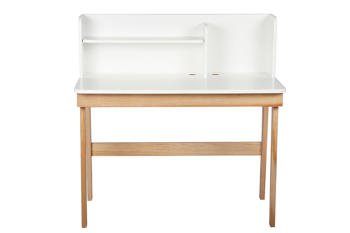 Kinderschreibtisch in Wei und Holz, L105 cm KUNG