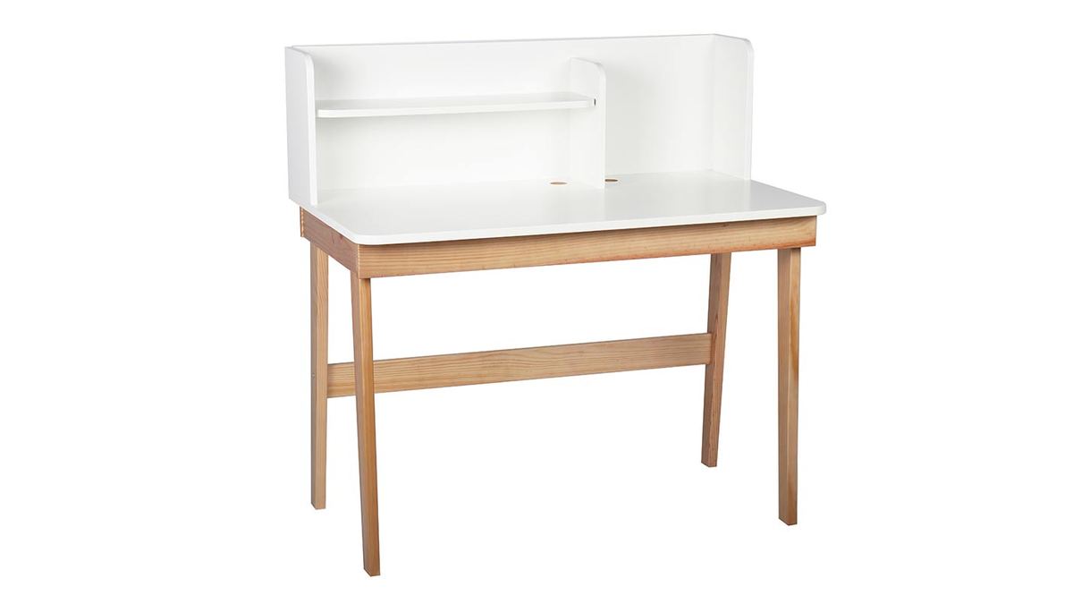 Kinderschreibtisch in Wei und Holz, L105 cm KUNG