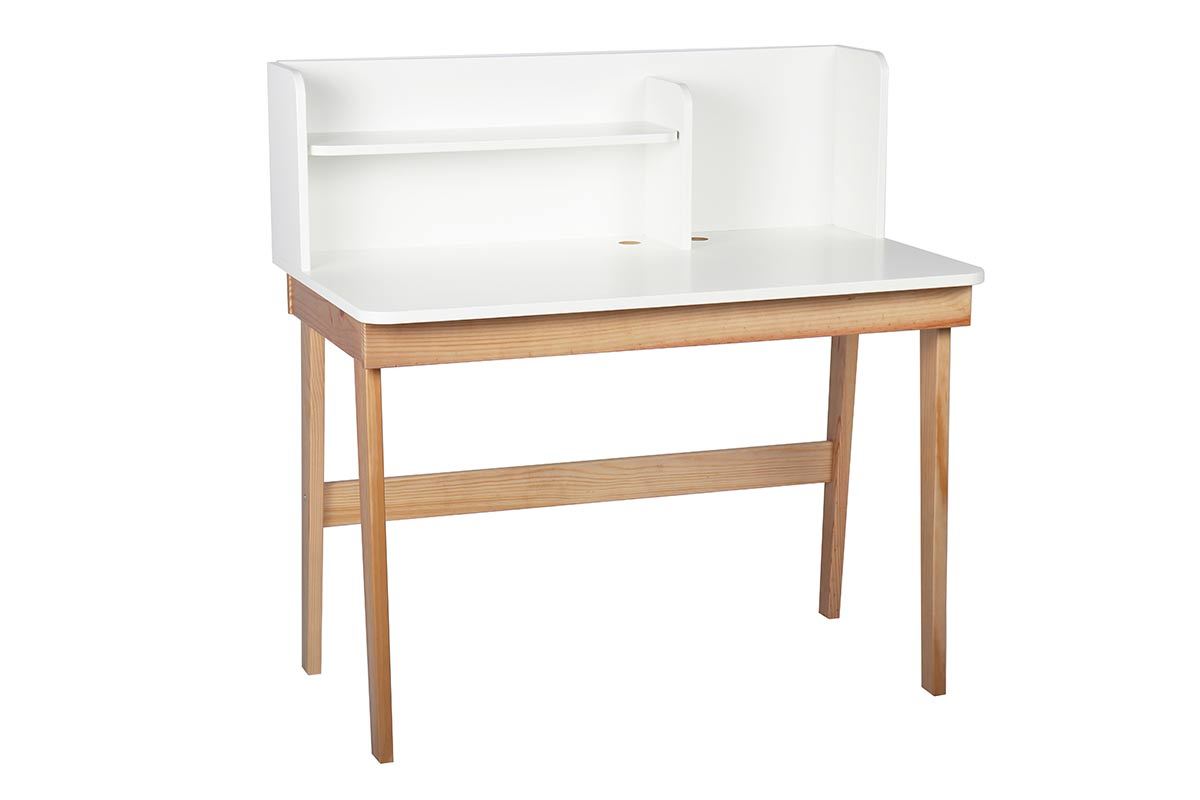 Kinderschreibtisch in Wei und Holz, L105 cm KUNG