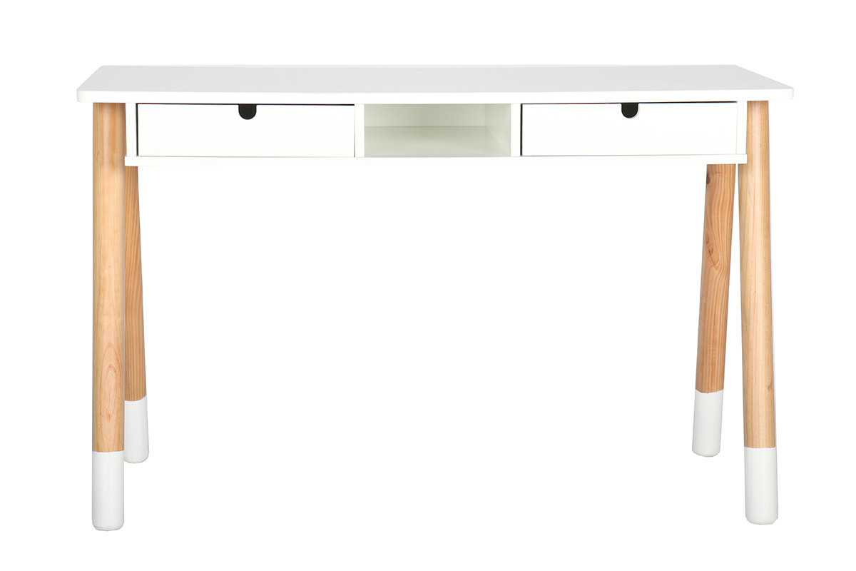 Kinderschreibtisch, in Wei und Holz, L120 cm PILOTI