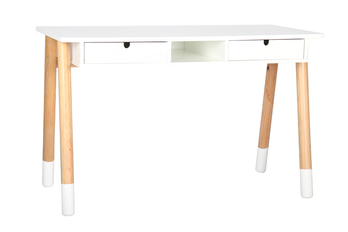 Kinderschreibtisch, in Wei und Holz, L120 cm PILOTI