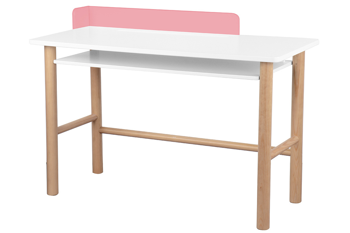 Kinderschreibtisch mit Bank Rosa mit hellem Holz BERTY