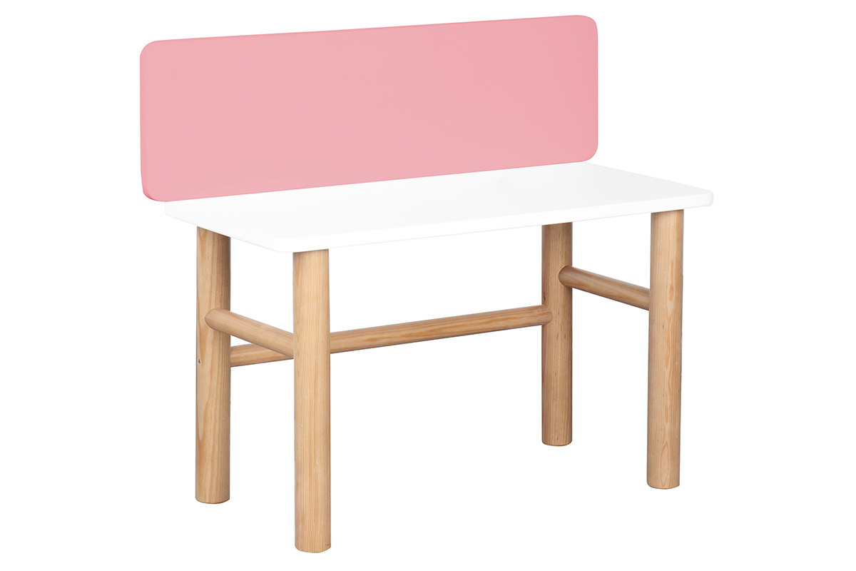 Kinderschreibtisch mit Bank Rosa mit hellem Holz BERTY