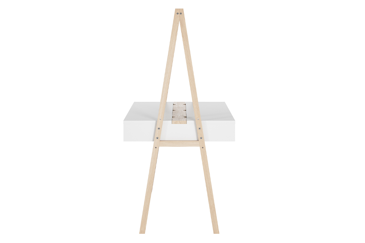 Kinderschreibtisch mit doppelter Tischplatte aus hellem Holz und Wei EASY