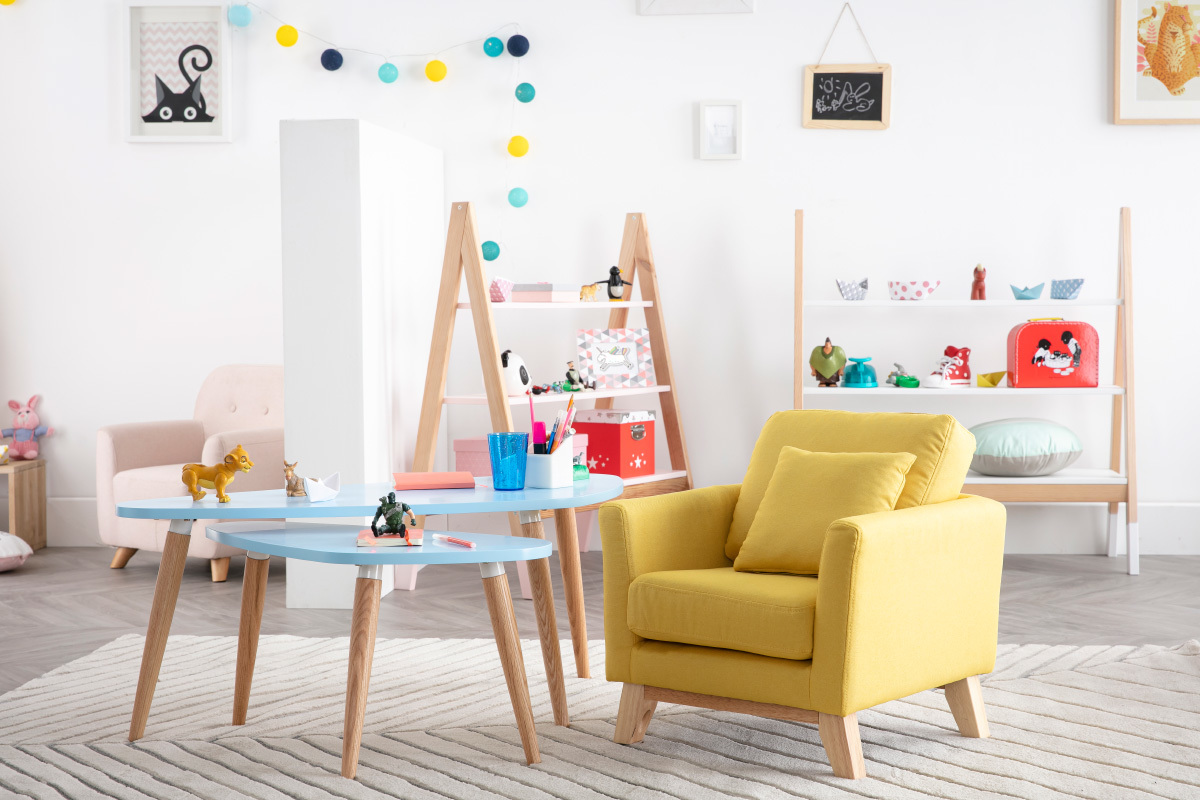 Kindersessel skandinavisch abnehmbarer Stoff Gelb BABY OSLO
