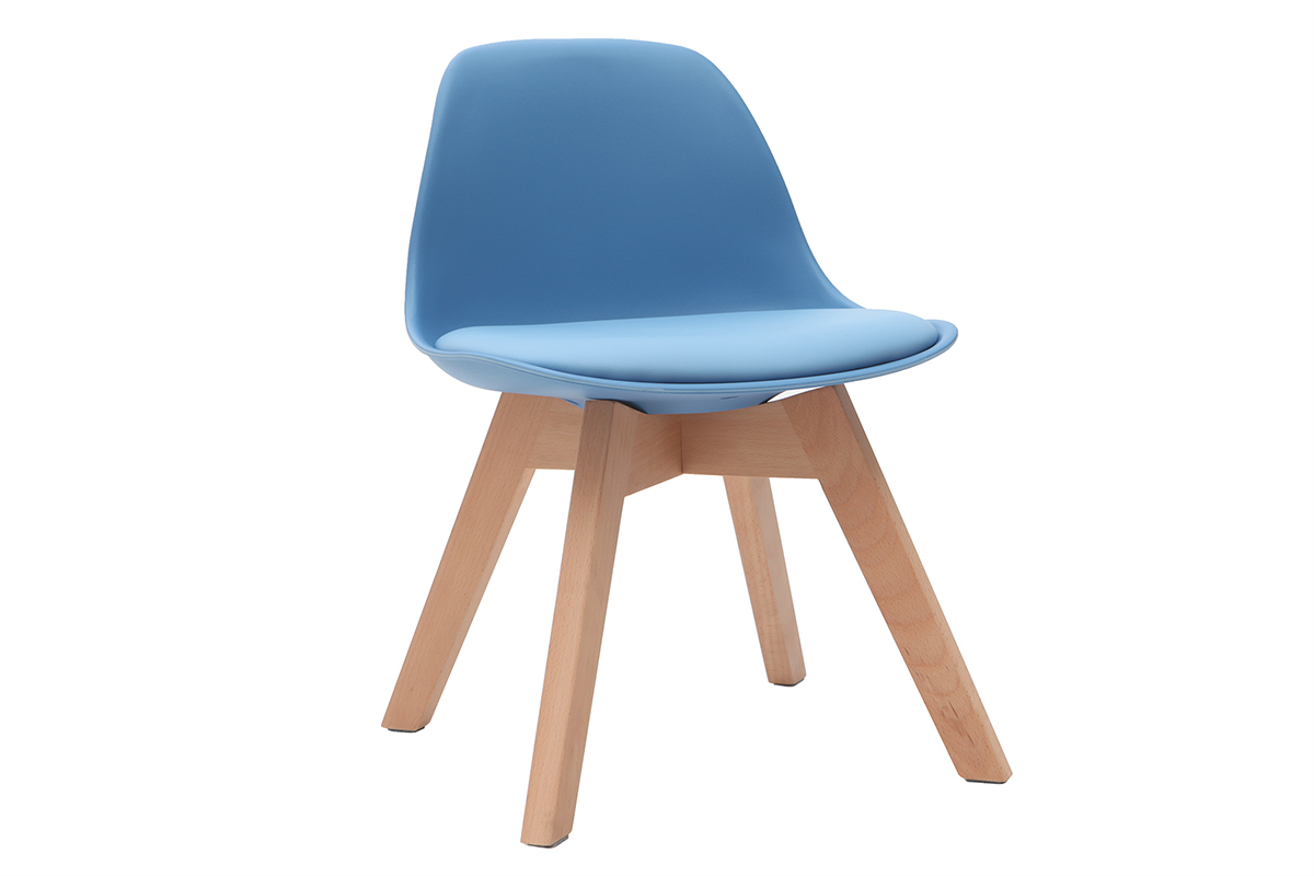 Kinderstuhl Blau mit Holzbeinen BABY PAULINE