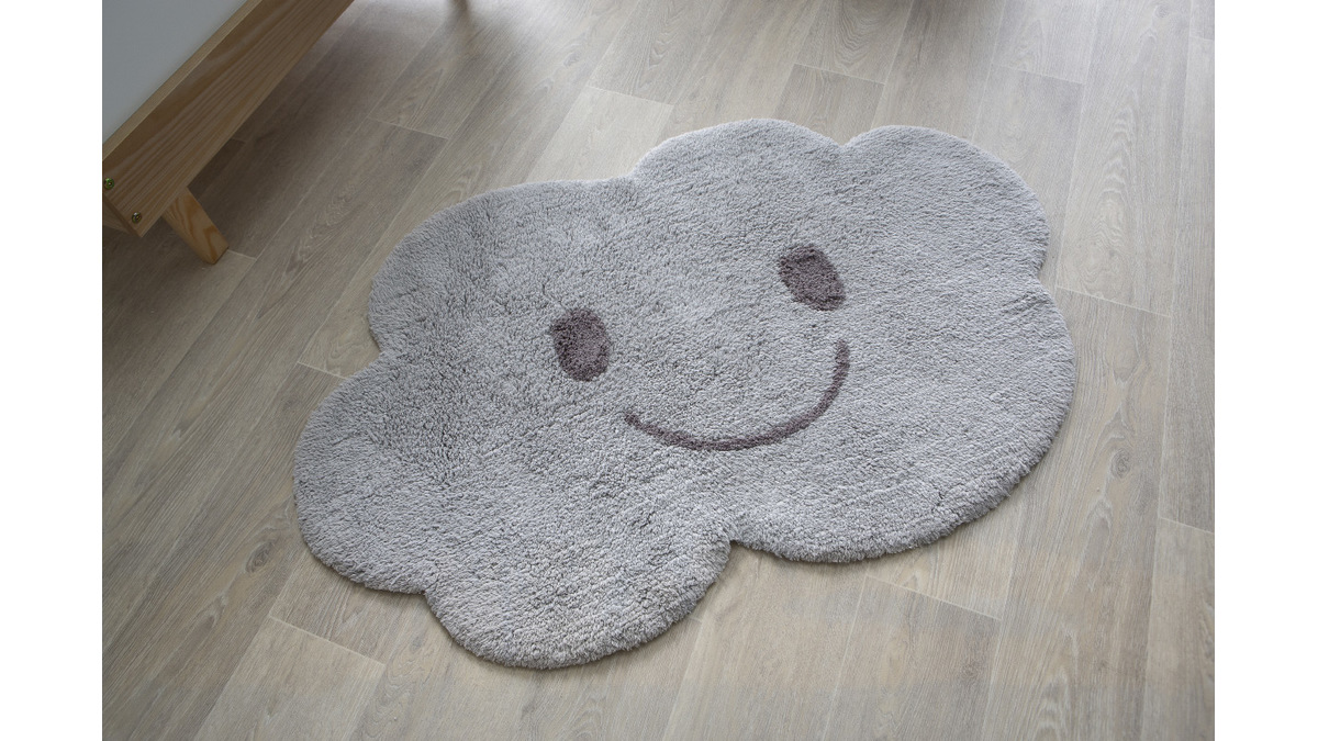 Kinderteppich aus Baumwolle Grau 75x115cm NIMBUS