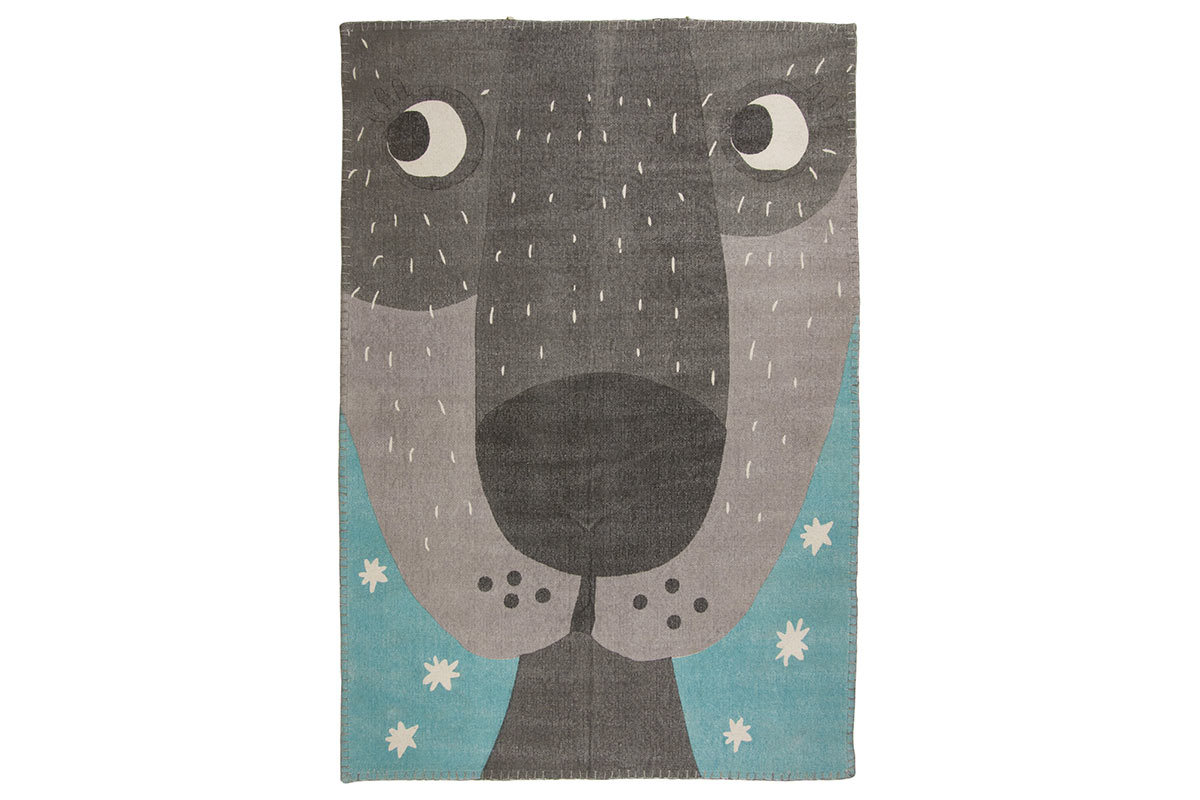 Kinderteppich aus Baumwolle mit Tiermotiv bedruckt 100x140cm ANNIBAL