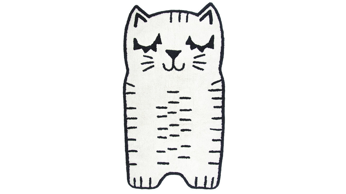 Kinderteppich in Katzenform aus Baumwolle 80x150cm CHARLI