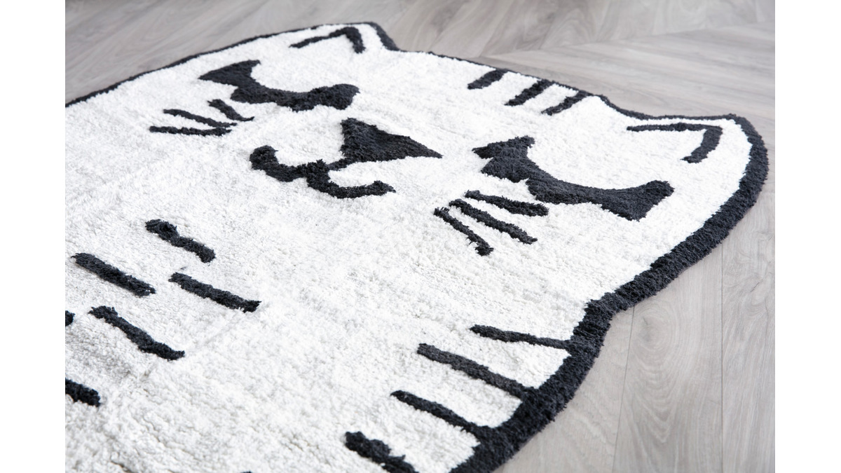 Kinderteppich in Katzenform aus Baumwolle 80x150cm CHARLI