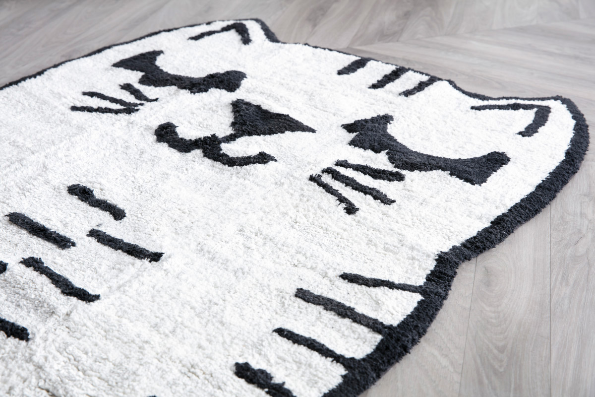 Kinderteppich in Katzenform aus Baumwolle 80x150cm CHARLI