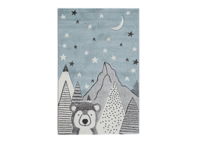 Kinderteppich mit grauem und blauem Bärenmotiv 100 x 150 cm TITI - Kinderteppich mit grauem und blauem Bärenmotiv 100 x 150 cm TITI