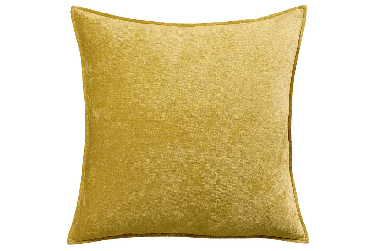 Kissen aus Velours Currygelb 45 x 45 cm ALOU