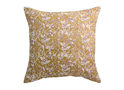 Kissen Blumenmotiv Gelb 45 x 45 cm AQUARELLE