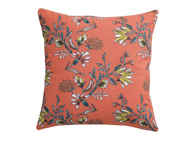 Kissen Blumenmotiv Korallenrot 60 x 60 cm GILIA - Kissen Blumenmotiv Korallenrot 60 x 60 cm GILIA