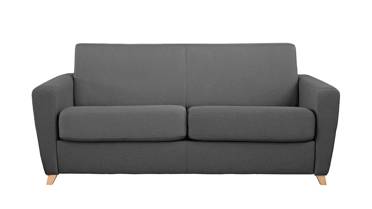 Klappsofa skandinavisch dunkelgrau und Holz GRAHAM