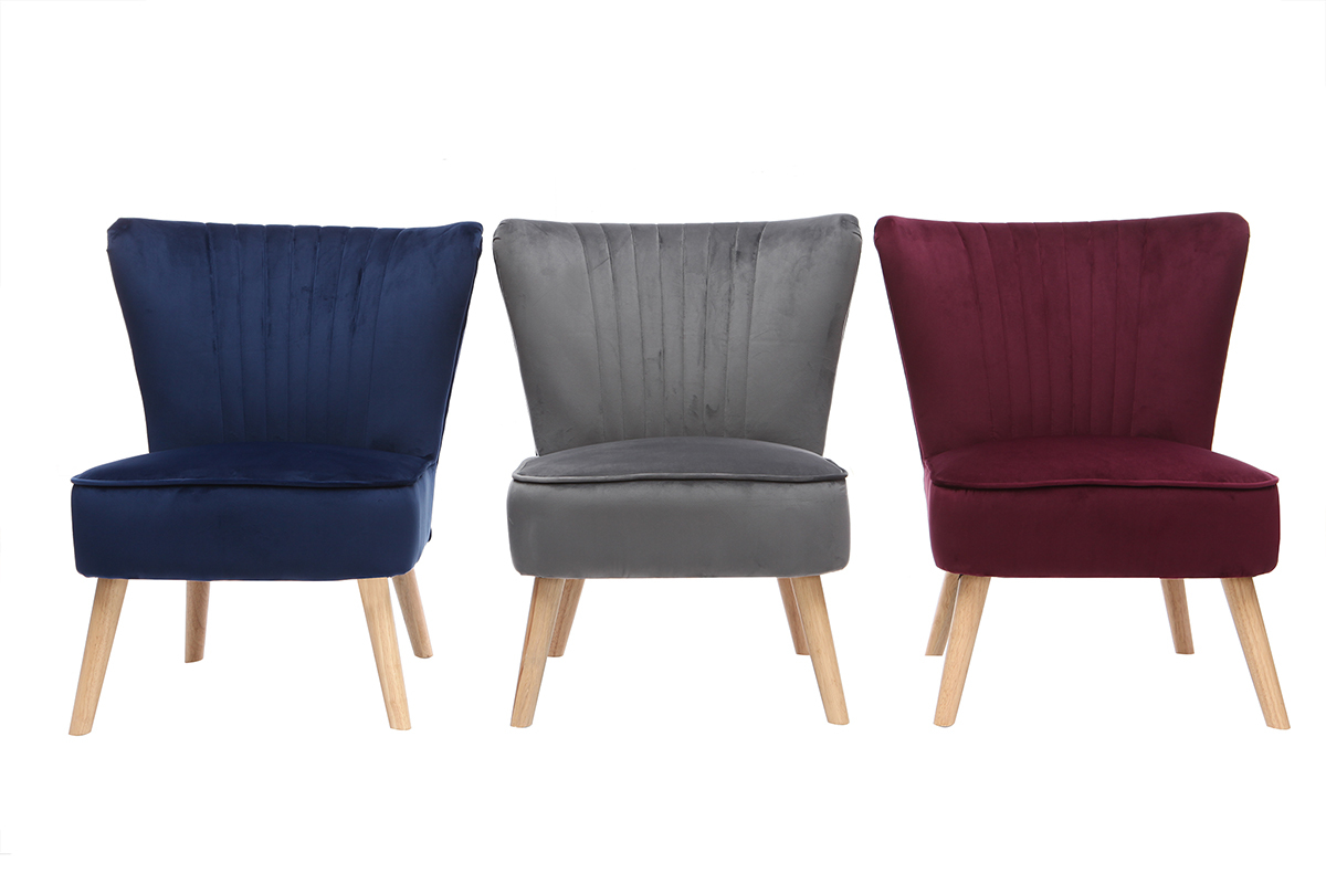 Klassischer dunkelblauer Samtsessel ZOLA