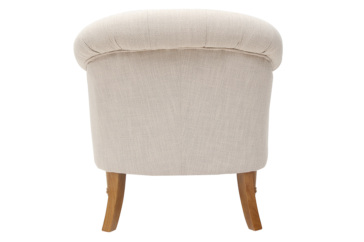 Klassischer Sessel naturfarbener Stoff helle Holzbeine BALTHAZAR