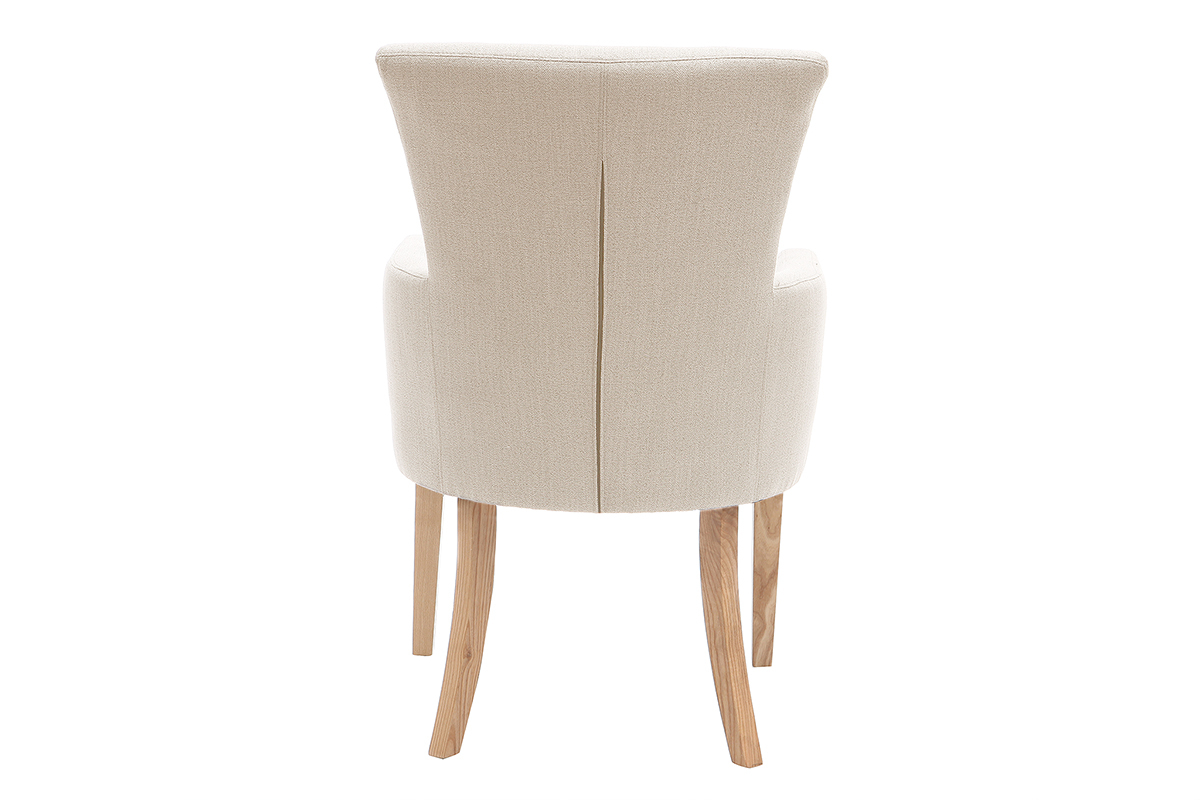 Klassischer Sessel naturfarbener Stoff helle Holzbeine LAZARRE