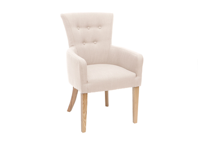 Klassischer Sessel naturfarbener Stoff helle Holzbeine LAZARRE