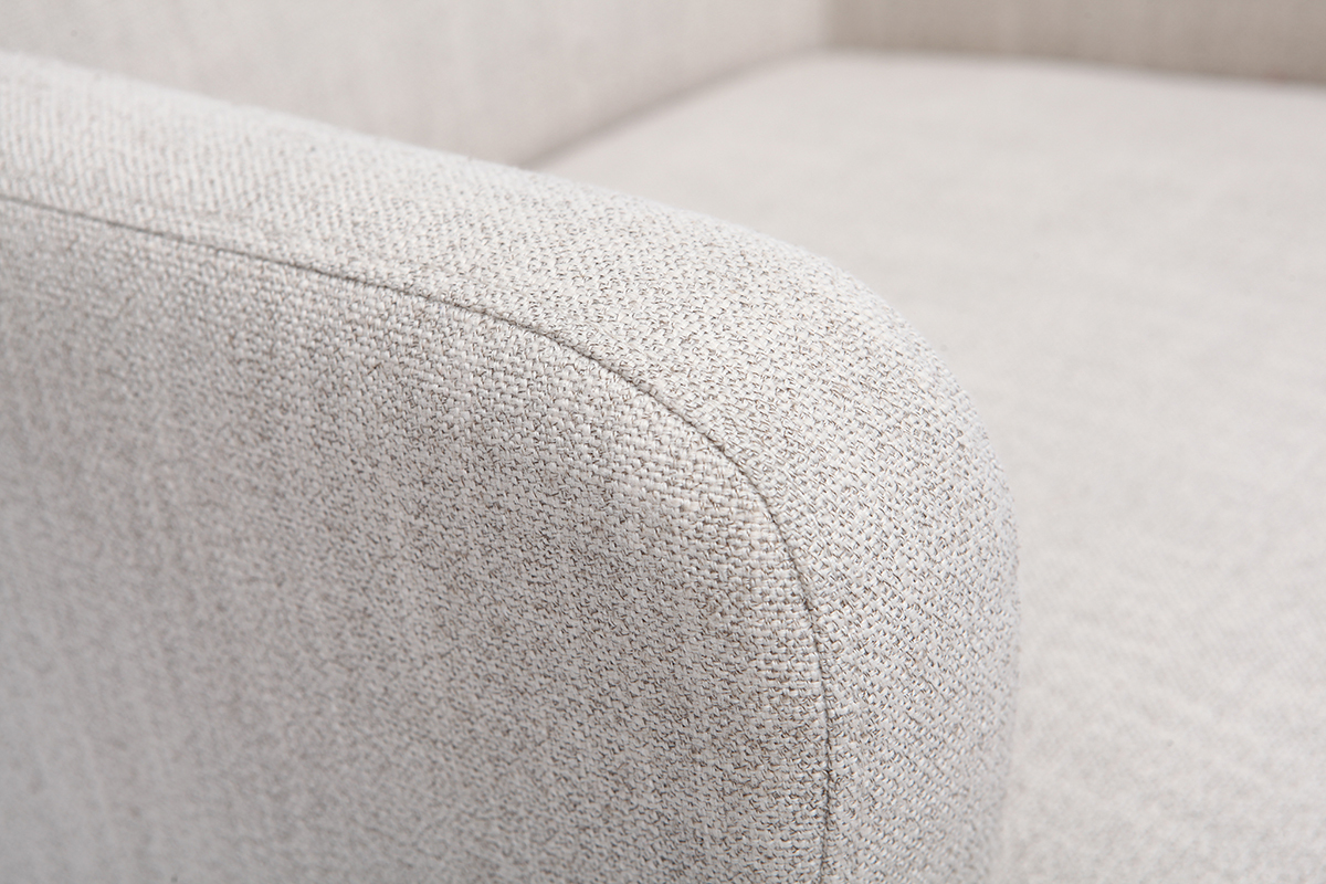 Klassischer Sessel naturfarbener Stoff helle Holzbeine RODIN