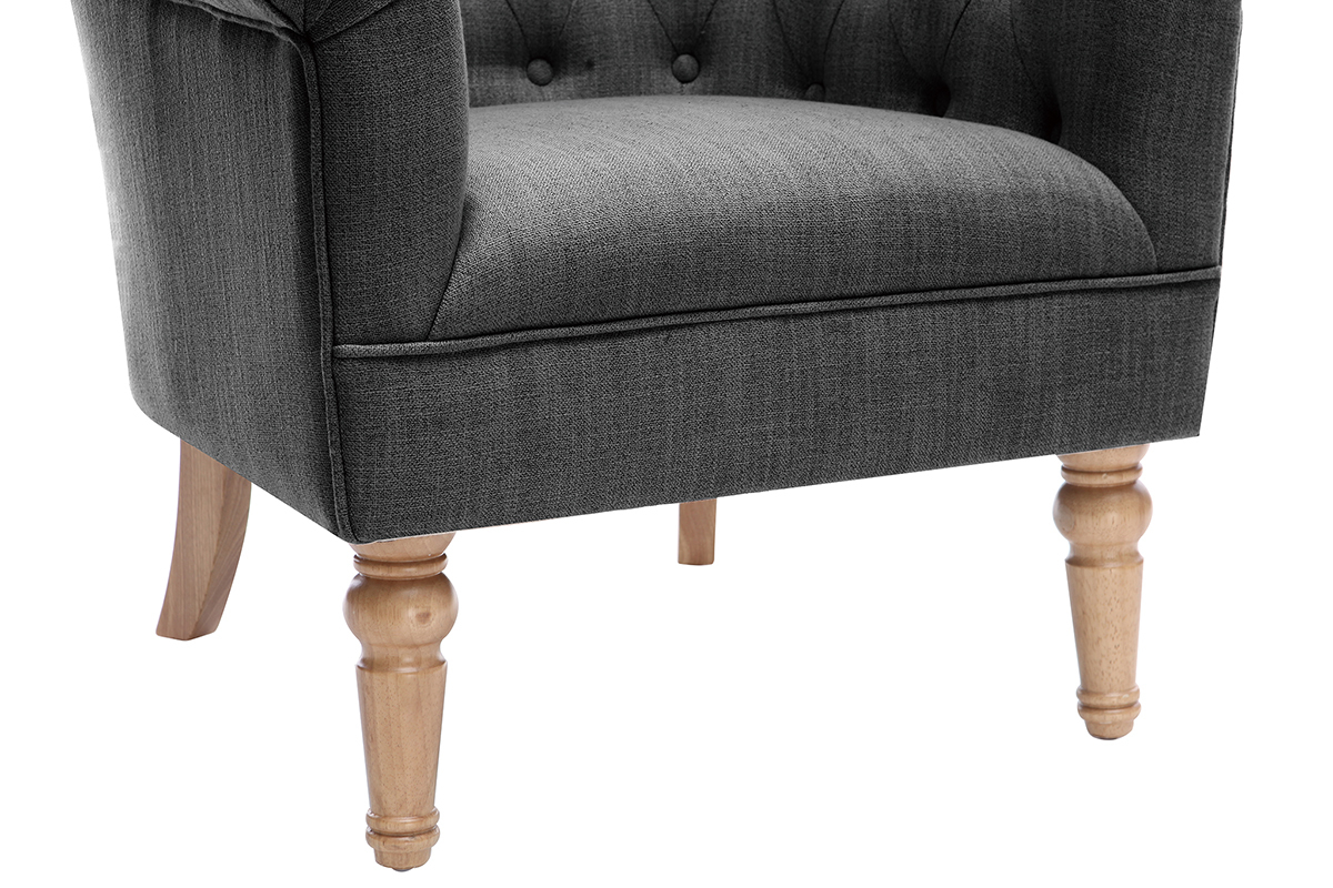 Klassischer Sessel Stoff Dunkelgrau Beine Holz BALTHAZAR