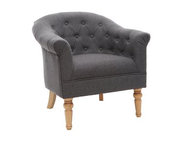 Klassischer Sessel Stoff Dunkelgrau Beine Holz BALTHAZAR