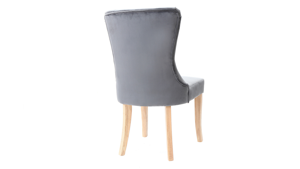 Klassischer Stuhl, dunkelgraues Velours, Beine aus hellem Holz GUSTAVE