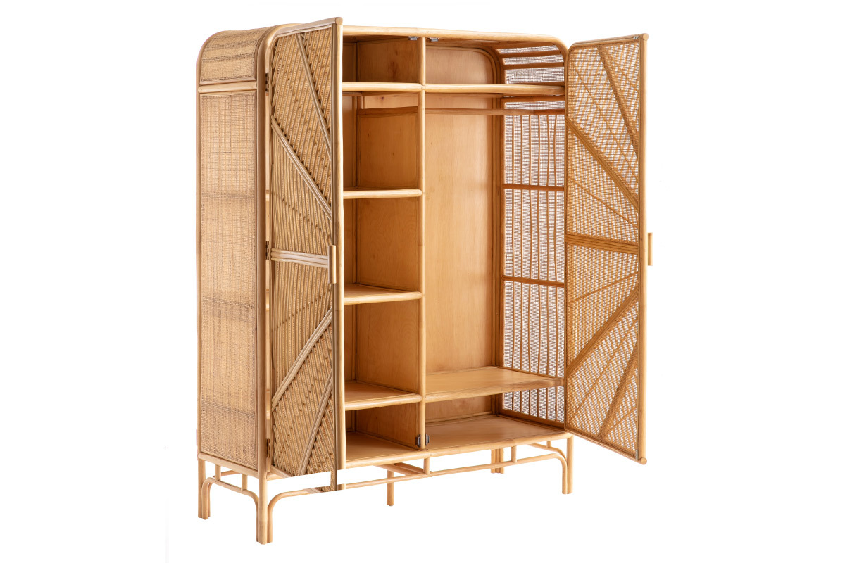 Kleiderschrank mit 2 T�ren aus Rattan 140 cm GALON