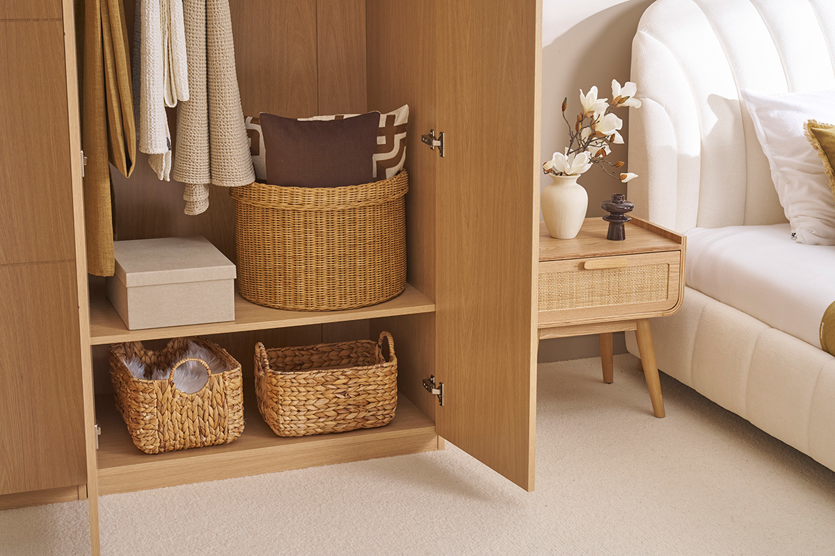 Kleiderschrank mit Kleiderstange, Eichenholz-Finish, L90 cm GARENCE