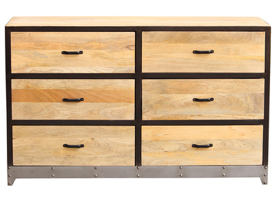 Kommode 6 Schubladen Holz und Metall INDUSTRIA