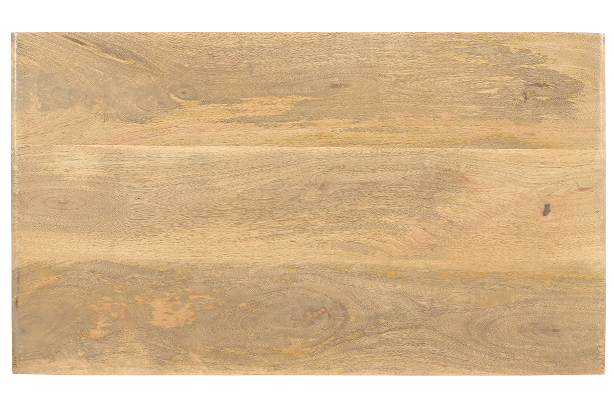 Kommode aus hellem massivem Mangoholz und schwarzem Metall 3 Schubladen B70 cm JUDE