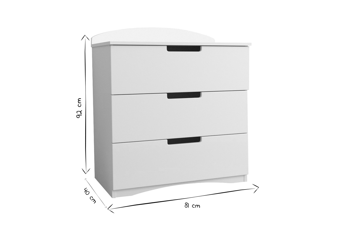 Kommode fr das Kinderzimmer mit 3 Schubladen wei B81 cm ANTONIN