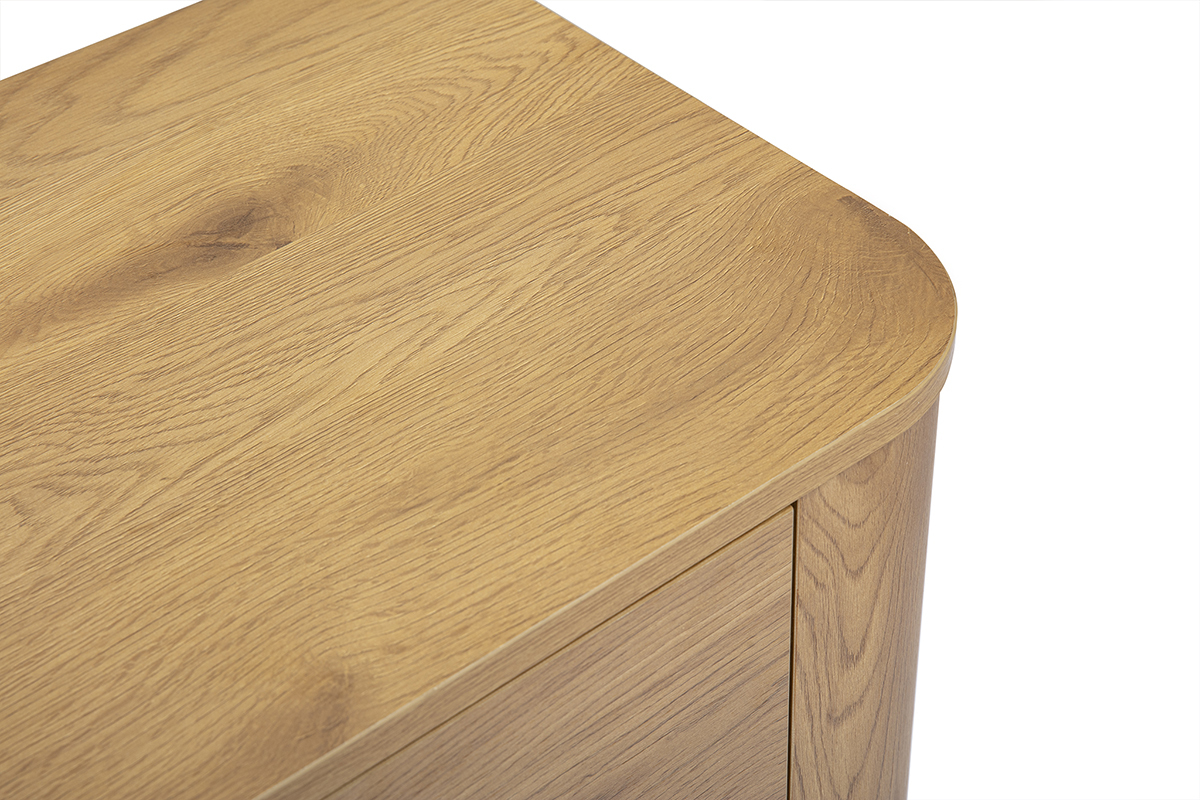 Ansicht von oben auf die Kommode NEGAN, Ausf�hrung helles Holz Eiche, 3 Schubladen, L100 cm.