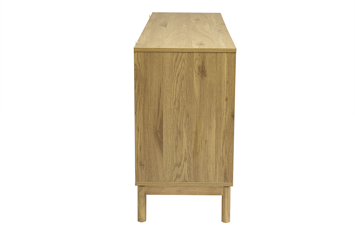 Kommode aus hellem Eichenholz, sechs Schubladen, Seitenansicht, Ma�e L140 x T40 x H75,3 cm