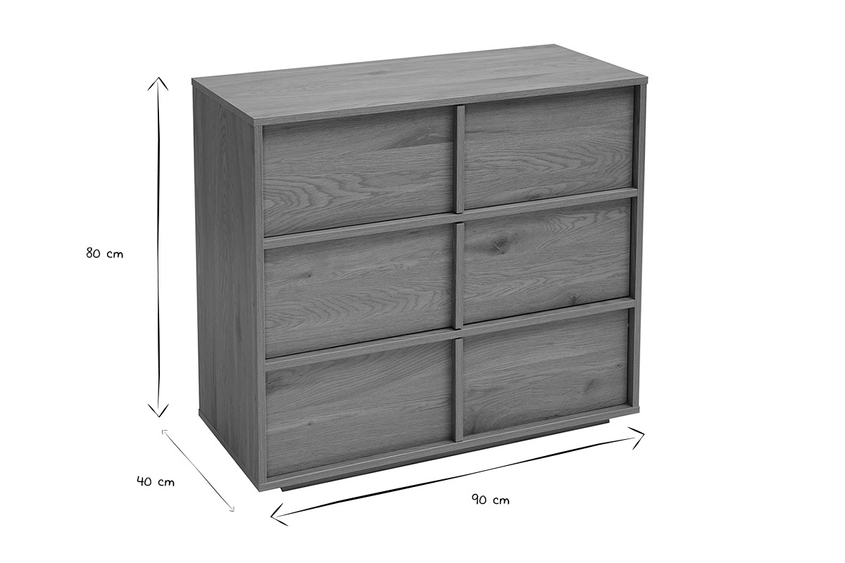 Abmessungen der Kommode L90 cm in Schwarz und Wei�: L90 x T40 x H80 cm