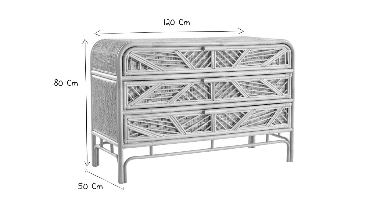 Kommode Rattan 3 Schubladen GALON