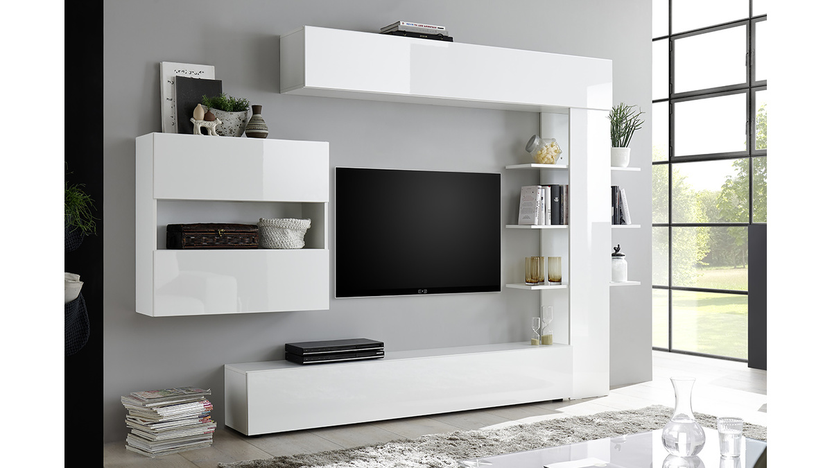 Komposition TV-Wandelemente weilackiertes Glanzfinish ETERNEL