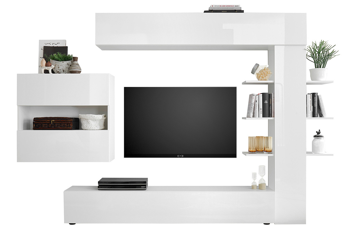 Komposition TV-Wandelemente weilackiertes Glanzfinish ETERNEL
