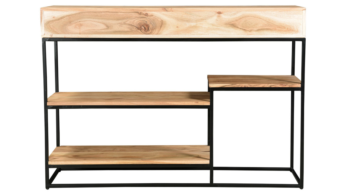 Konsole 4 Schubladen aus Akazienholz und Metall schwarz L115 cm GRENELLE