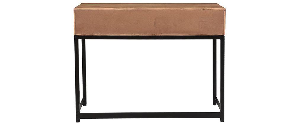 Konsole aus Akazienholz und Metall schwarz 2 Schubladen L100 cm STICK