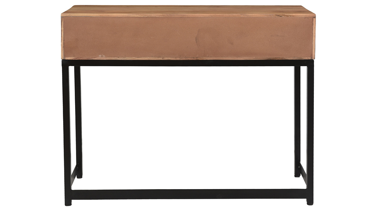 Konsole aus Akazienholz und Metall schwarz 2 Schubladen L100 cm STICK
